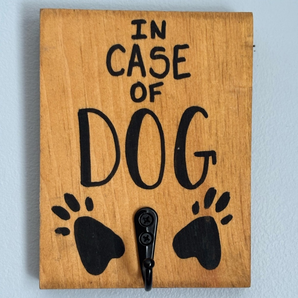 Wooden Lint Roller Holder with Black Paw Prints